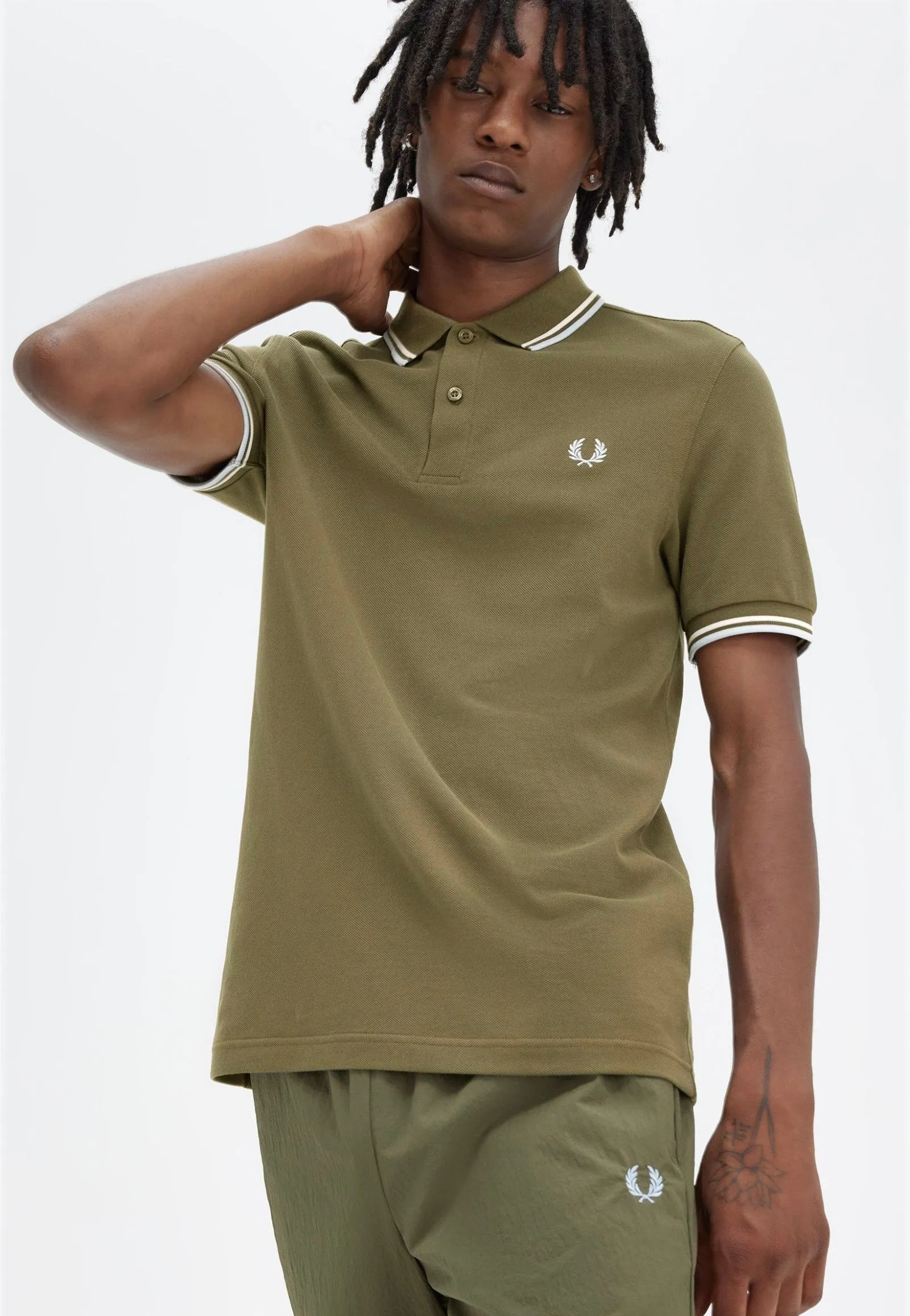 Fred Perry - Twin Tipped Uniform Green/Snow White/Light Ice - Polo