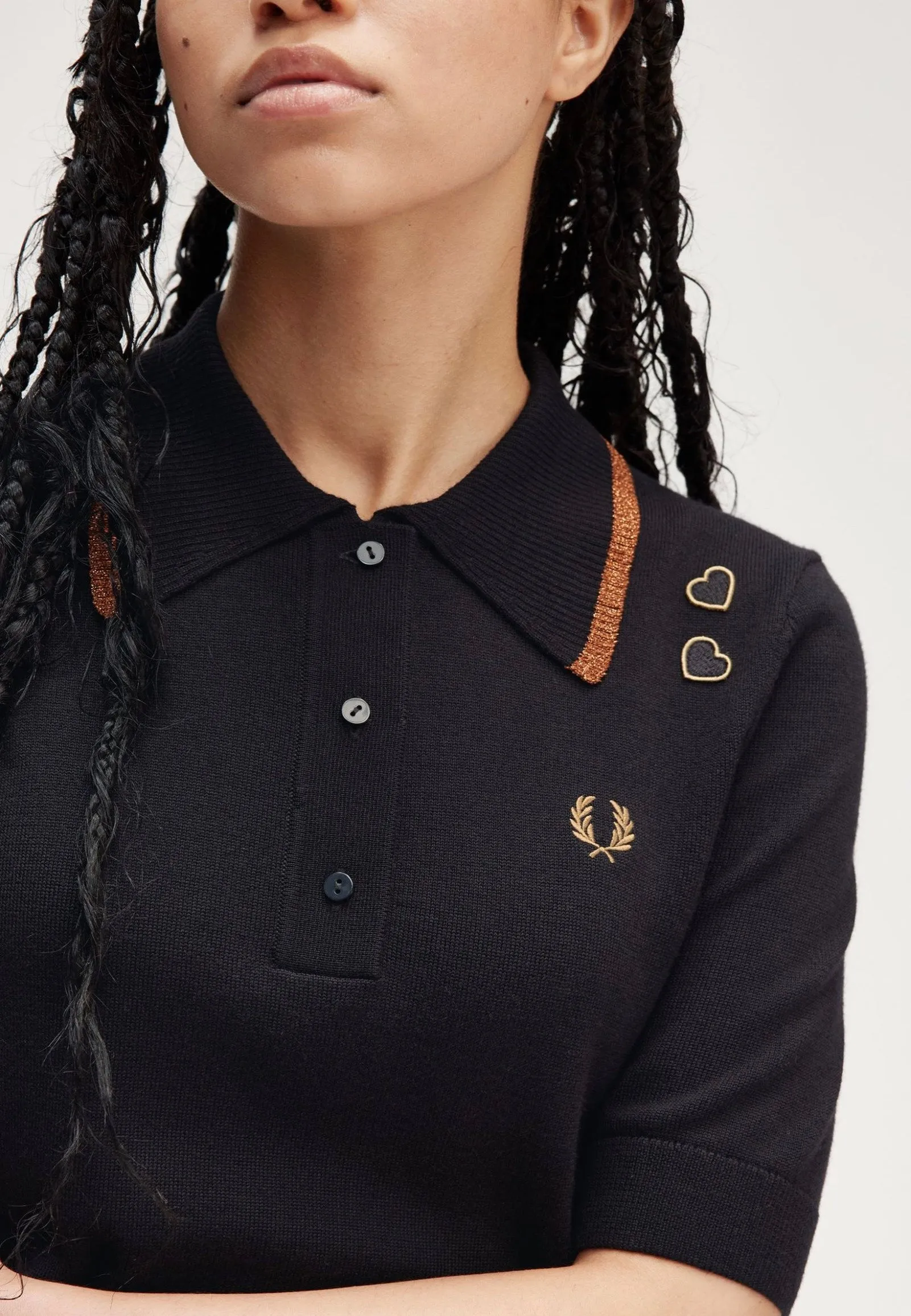Fred Perry x Amy Winehouse - Metallic Tipped Knitted Black - Polo