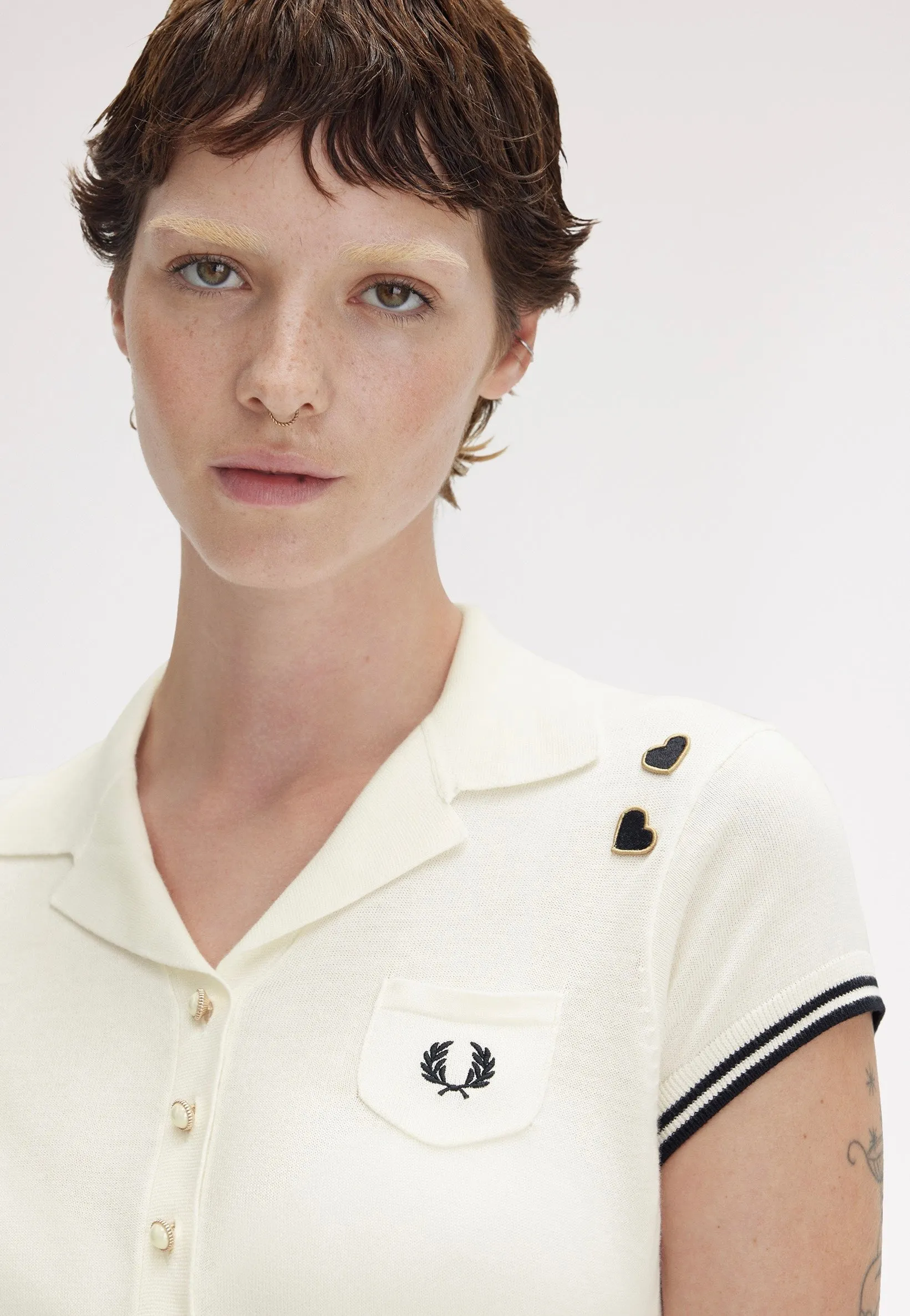 Fred Perry x Amy Winehouse - Pocket Detail Knitted Light Ecru - Polo