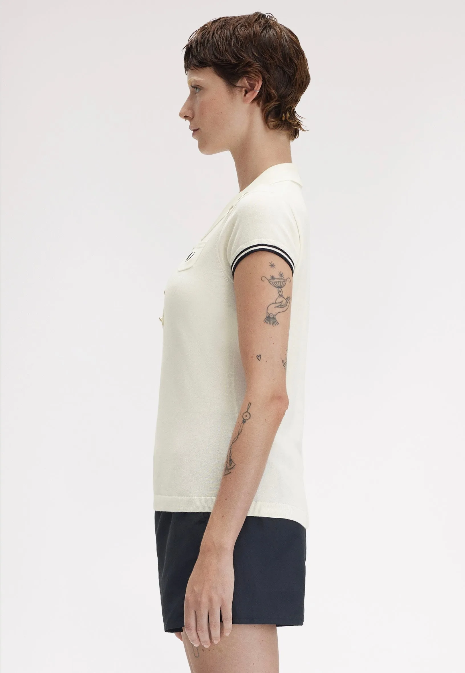 Fred Perry x Amy Winehouse - Pocket Detail Knitted Light Ecru - Polo