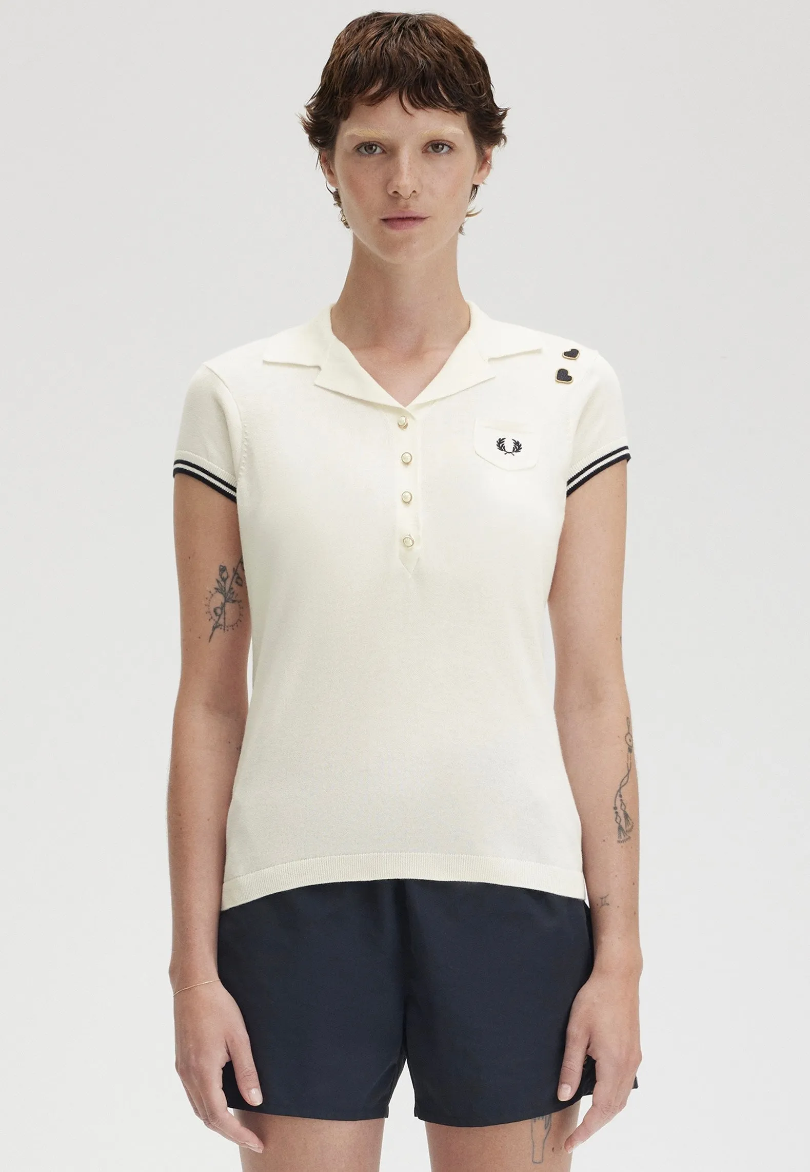 Fred Perry x Amy Winehouse - Pocket Detail Knitted Light Ecru - Polo