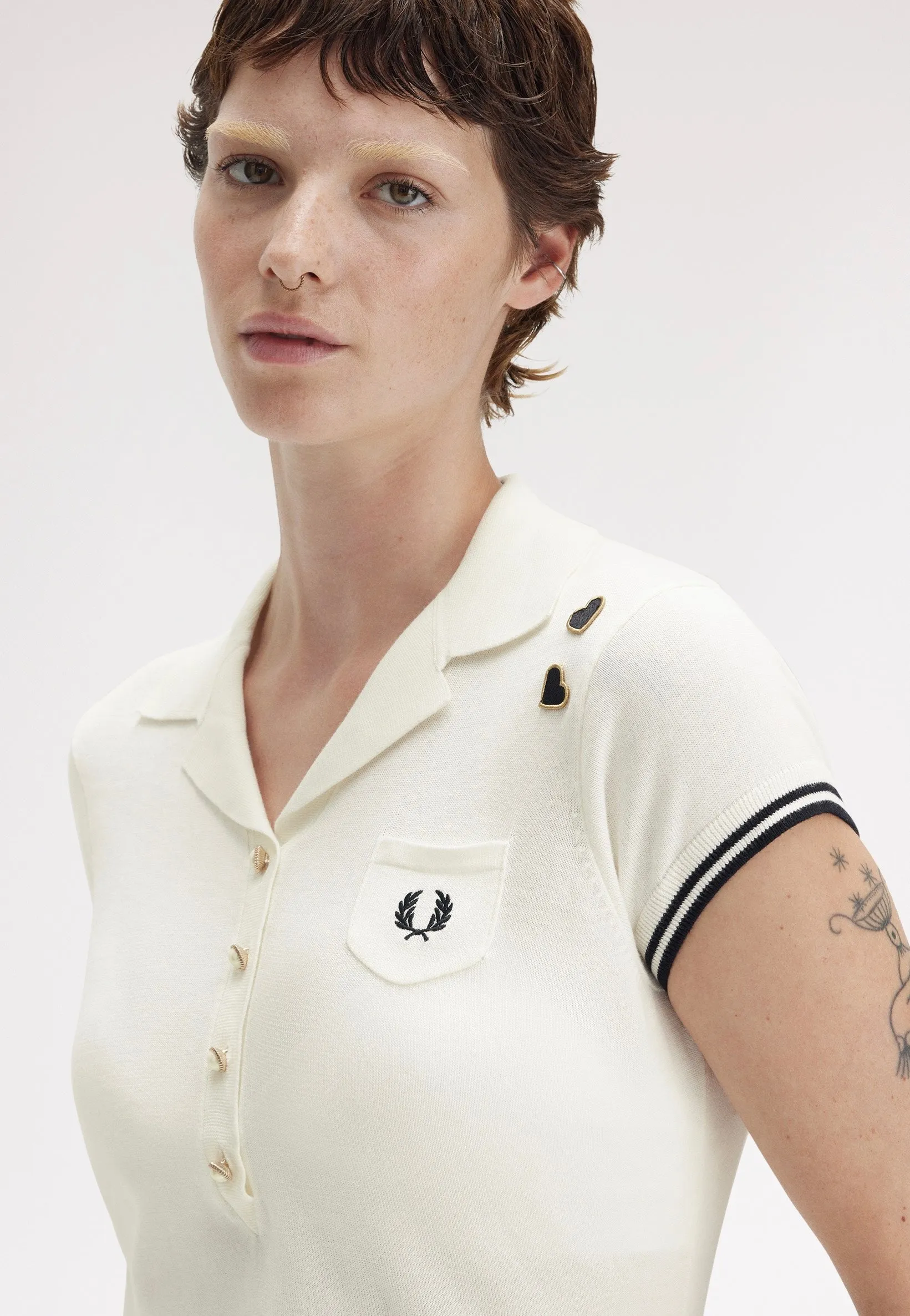 Fred Perry x Amy Winehouse - Pocket Detail Knitted Light Ecru - Polo