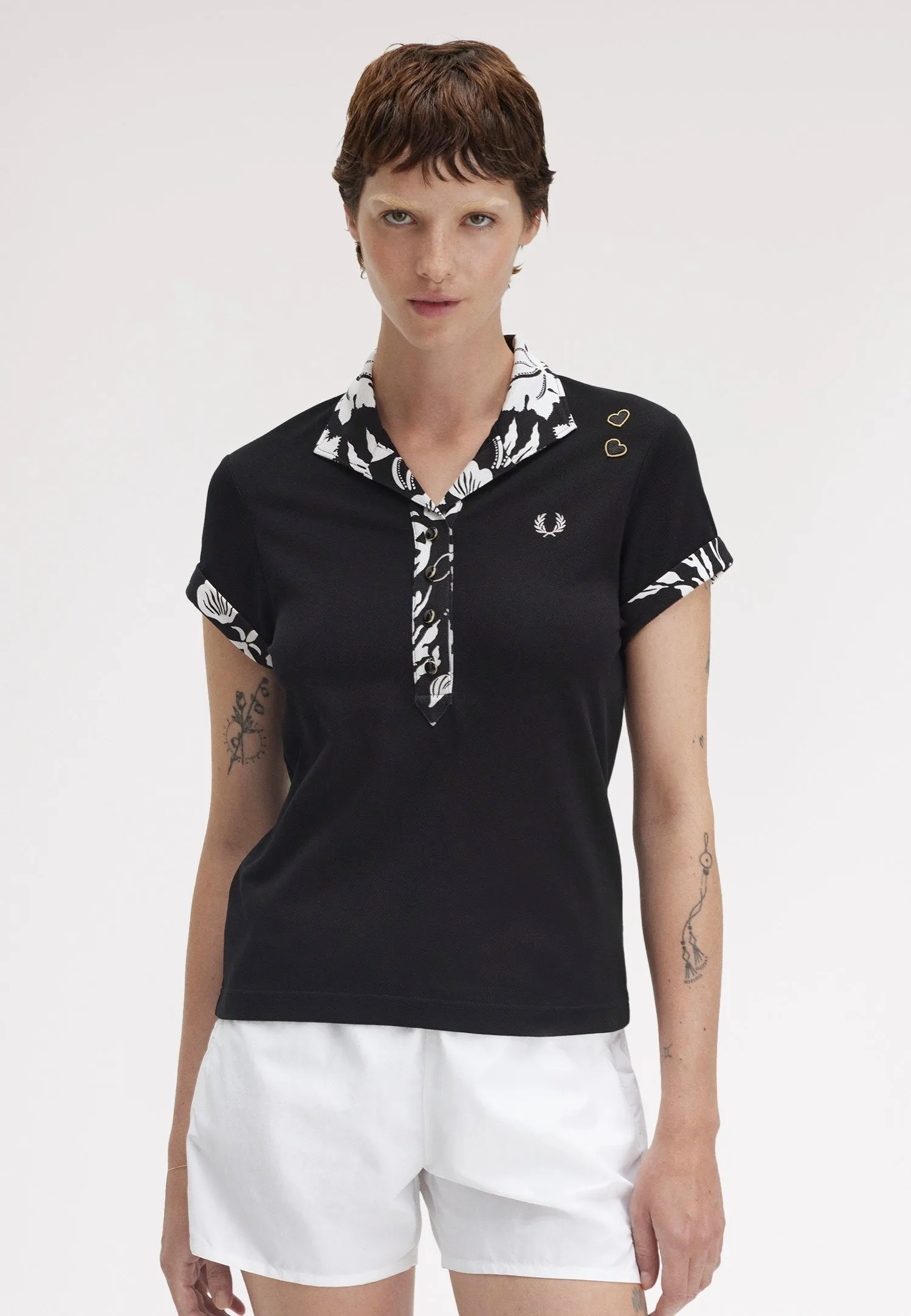 Fred Perry x Amy Winehouse - Printed Trim Black - Polo