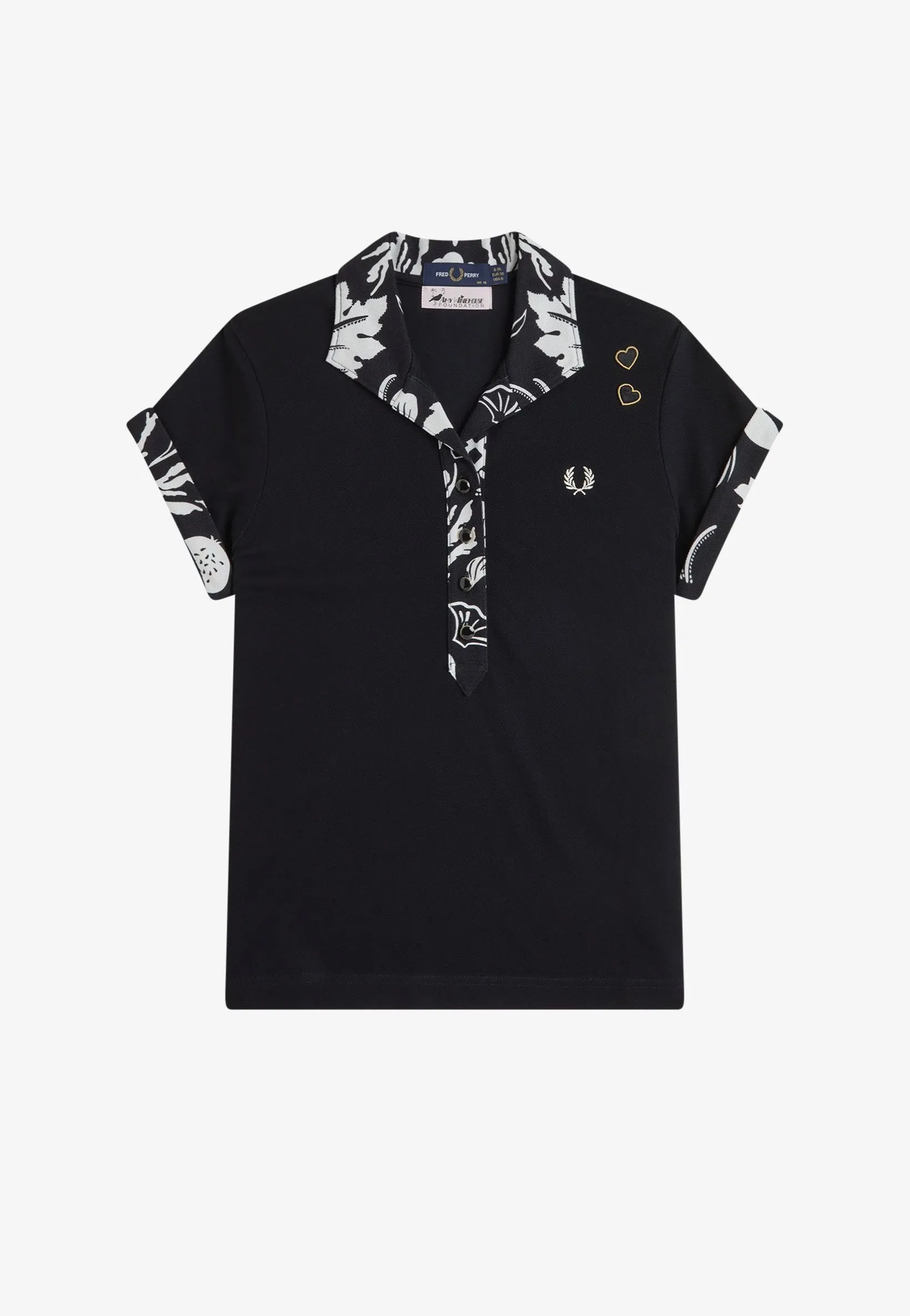 Fred Perry x Amy Winehouse - Printed Trim Black - Polo