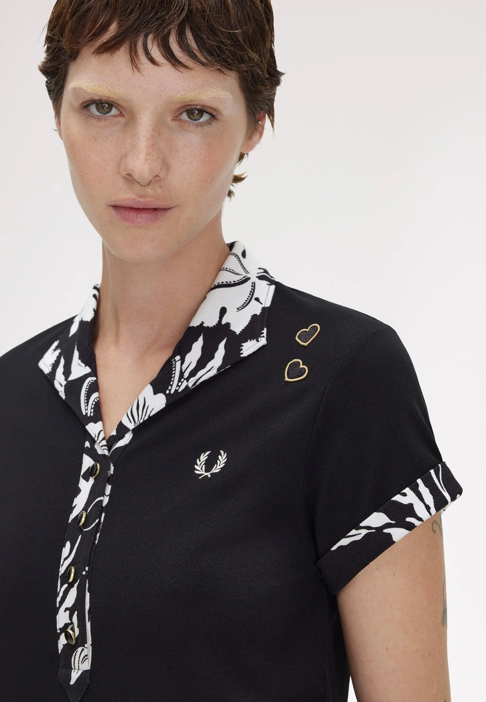 Fred Perry x Amy Winehouse - Printed Trim Black - Polo