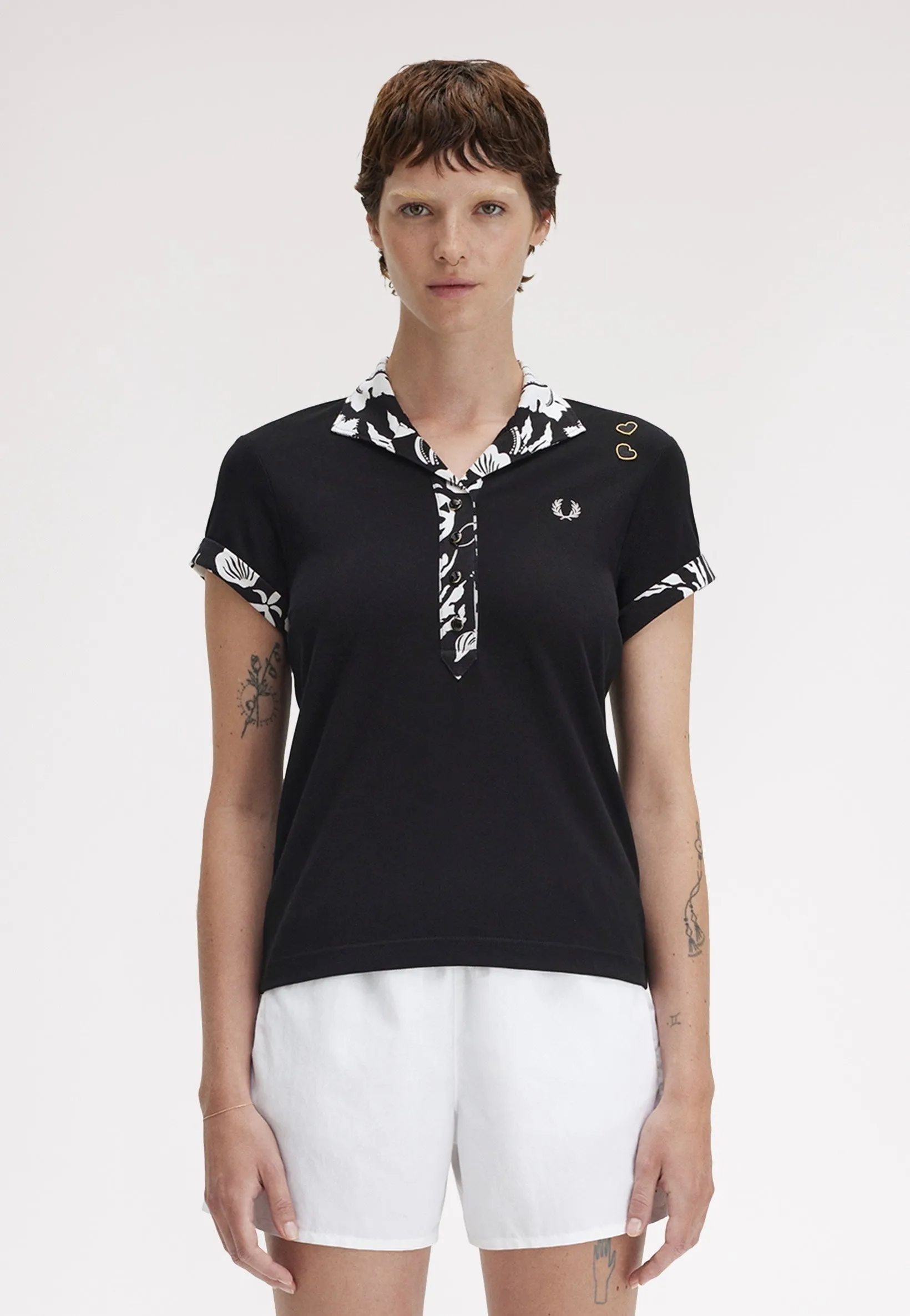 Fred Perry x Amy Winehouse - Printed Trim Black - Polo