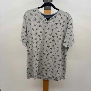 Free Planet Men's Size XL Gray Birds Short Sleeve Shirt