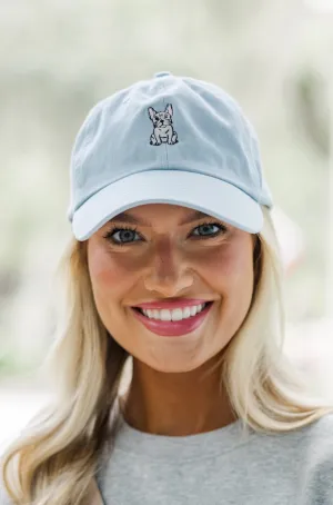 Frenchie Light Blue Embroidered Hat