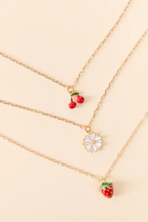 Fruit Trio Red Charm Necklace