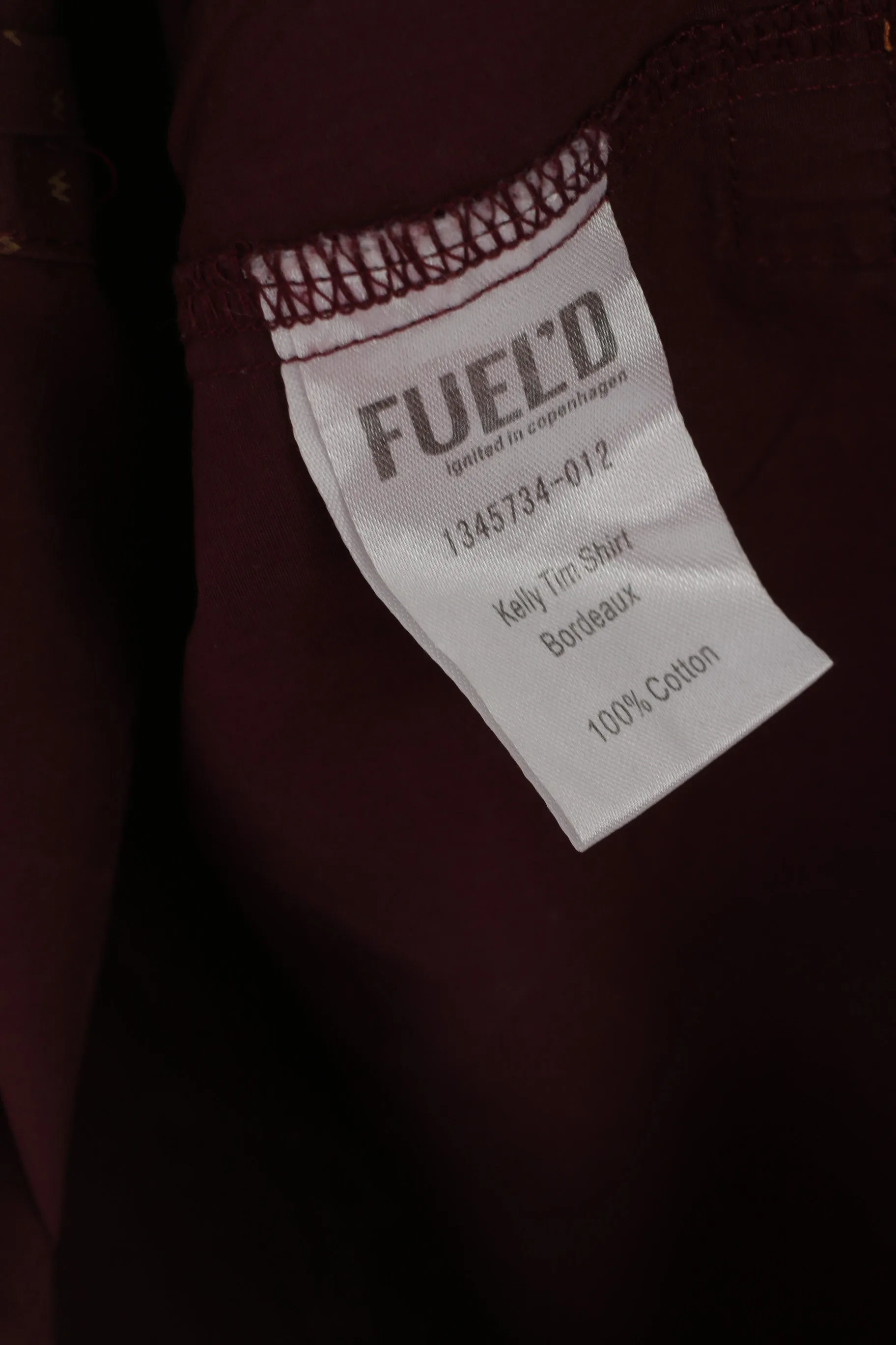 Fuel'D Men M Casual Shirt Burgundy Cotton Camouflage Pocket Printed Long Sleeve Top