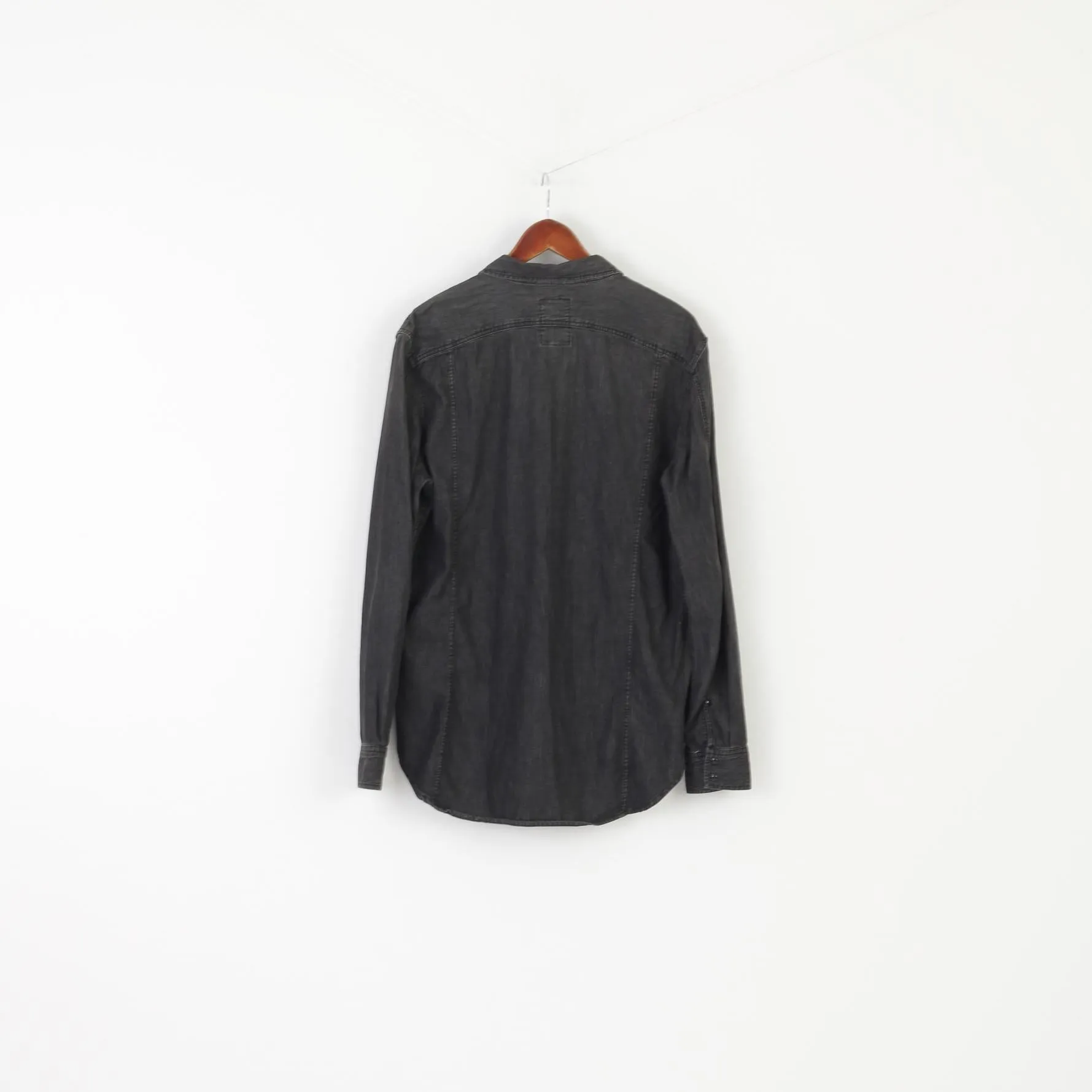 G-Star Raw Men XL Denim Shirt Gray Cotton Vintage Snap Long Sleeve Top