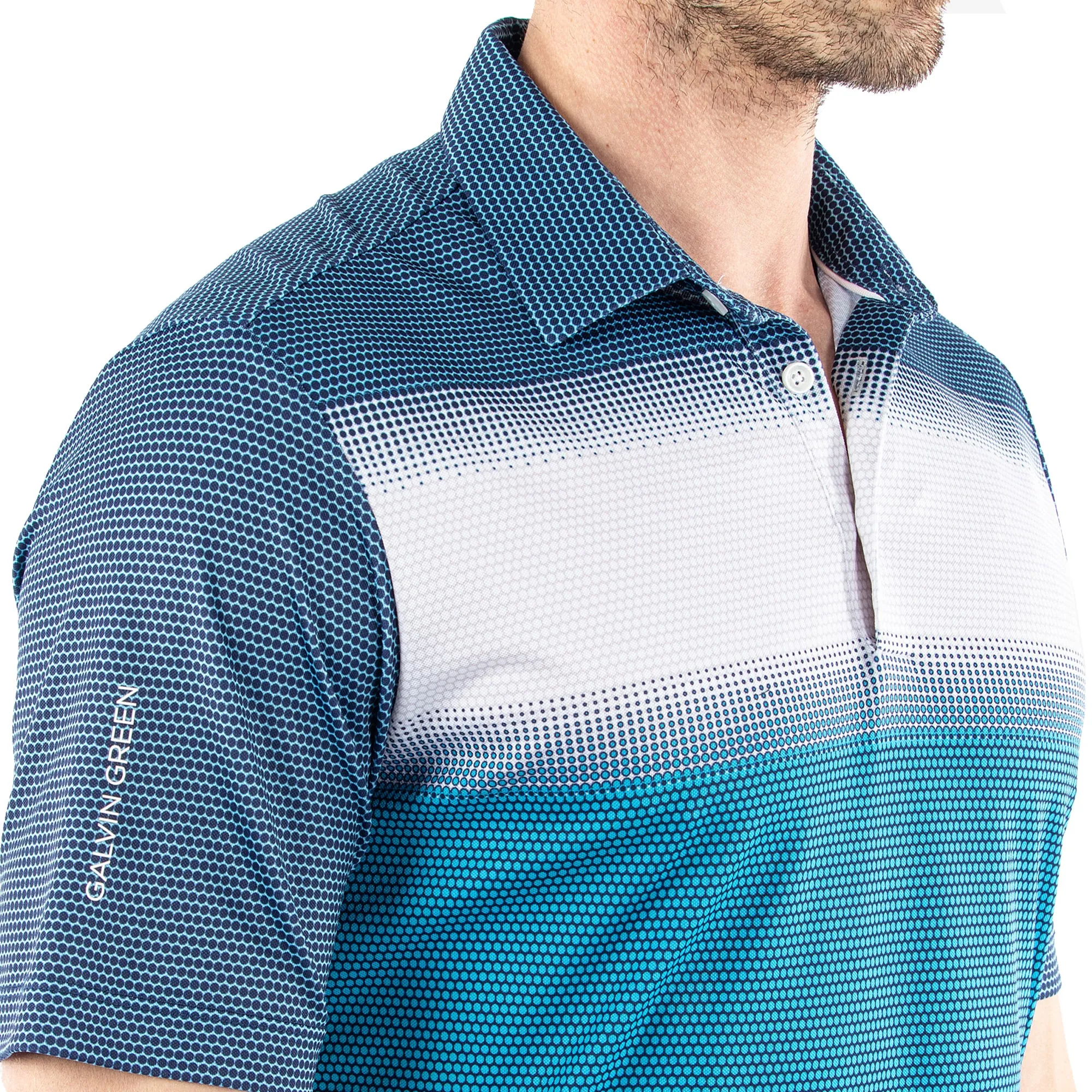 Galvin Green Mirca Ventil8  Polo Shirt - Aqua/White/Navy