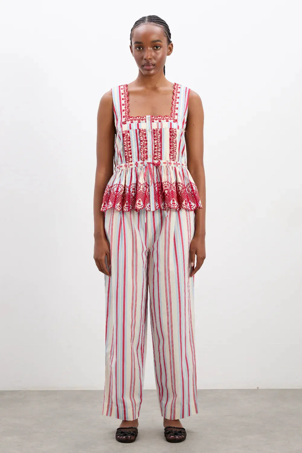 Georgia Trousers (Butter Cherry Stripe)