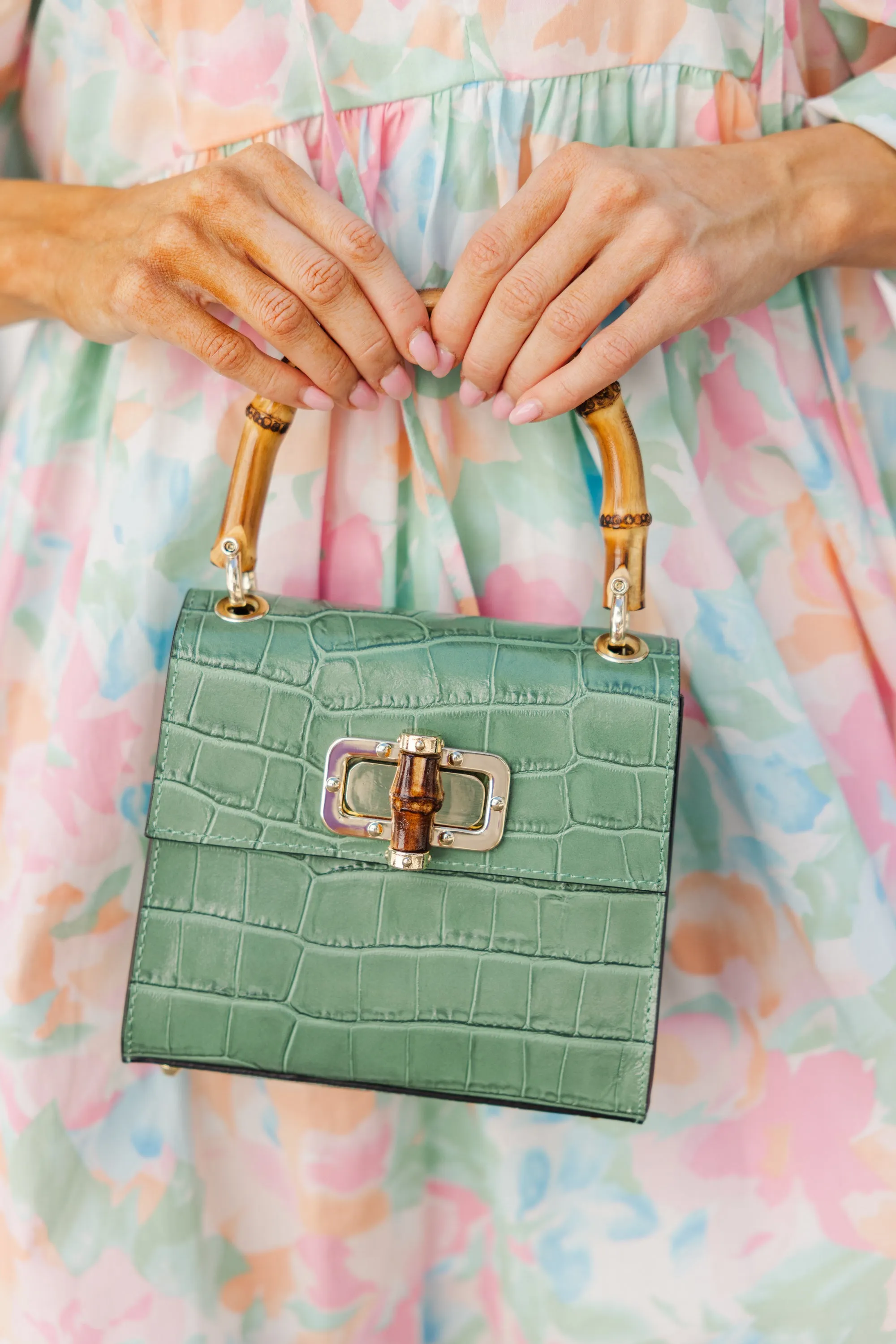 German Fuentes: All In Time Green Leather Purse