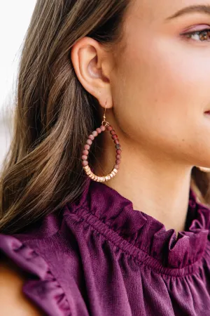 Go On Wine Red Beaded Earrings