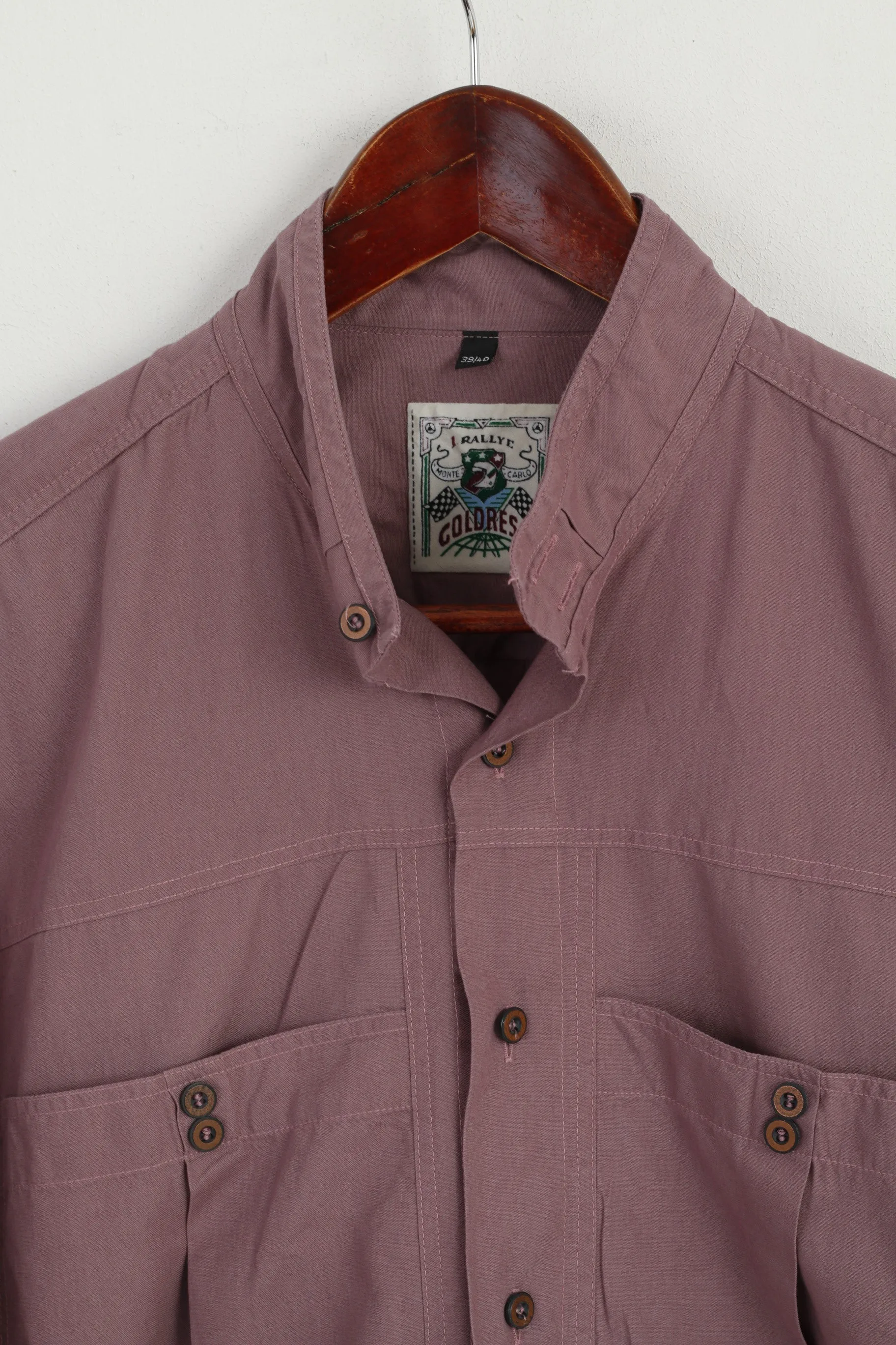 GOLDRESS Men 39/40 M Casual Shirt Plum 1 Rallye Monte Carlo Long Sleeve Top
