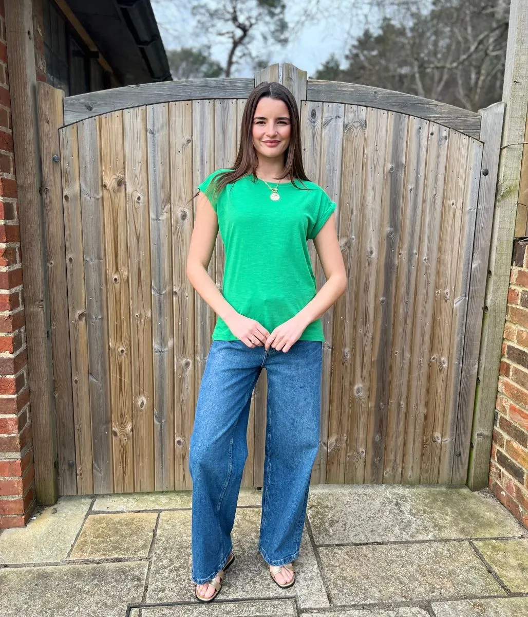 Green Essential Cap Sleeve Tee