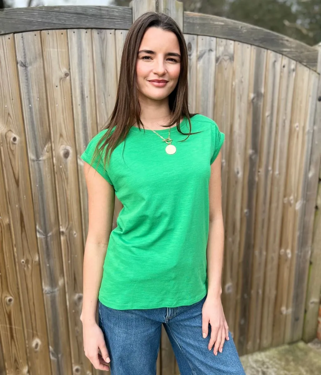 Green Essential Cap Sleeve Tee