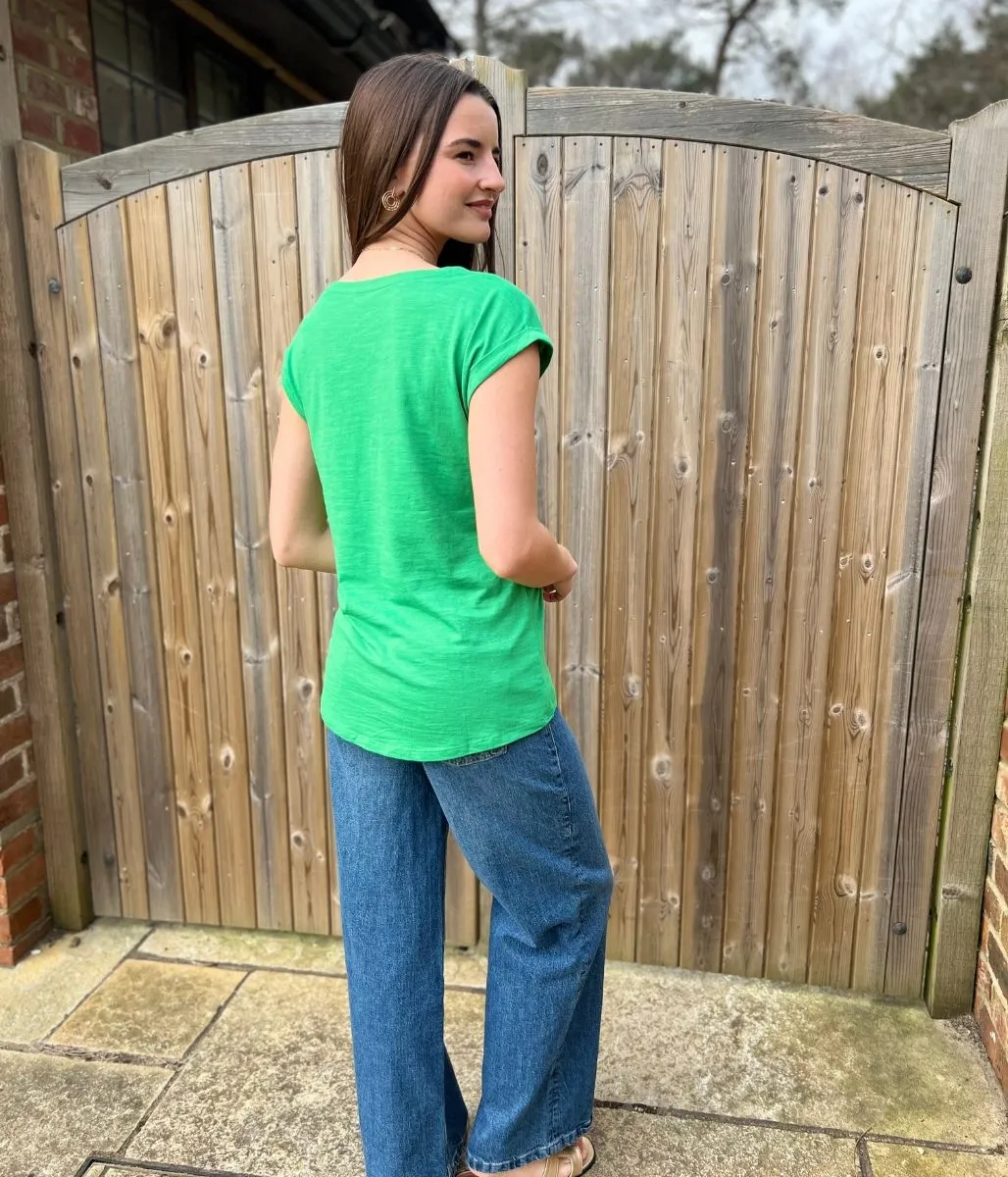Green Essential Cap Sleeve Tee