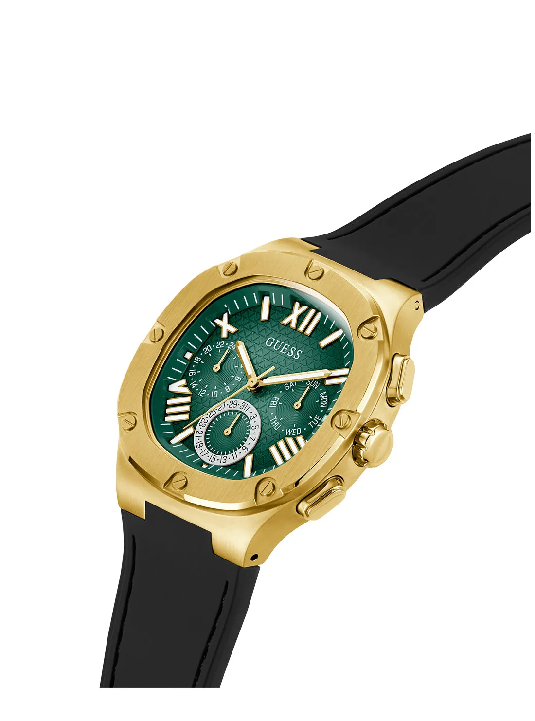 Green Gold Headline Silicone Watch Guess