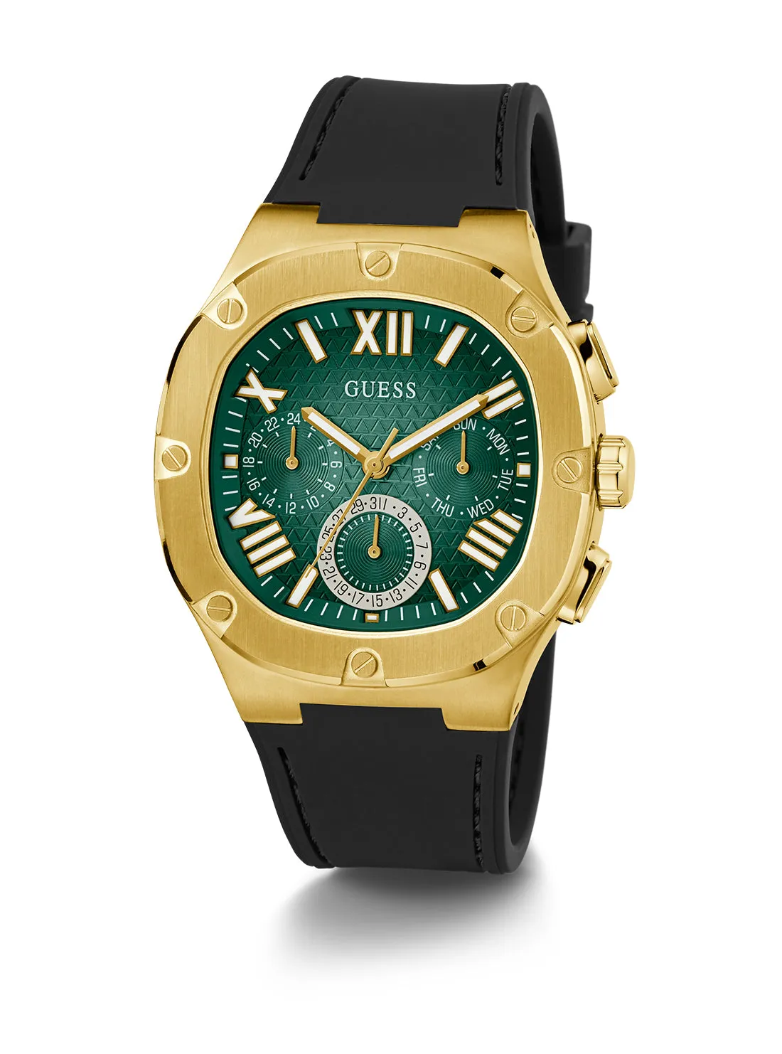 Green Gold Headline Silicone Watch Guess