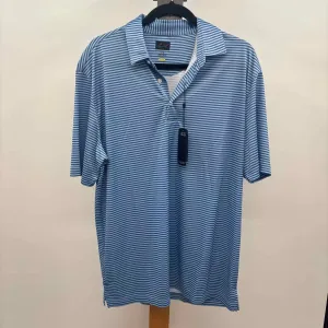 Greg Norman Men's Size L Blue Polyester Striped New with Tags Short Sleeve Shirt