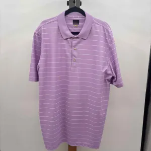Greg Norman Men's Size XL Lavender Polyester Striped Short Sleeve Shirt