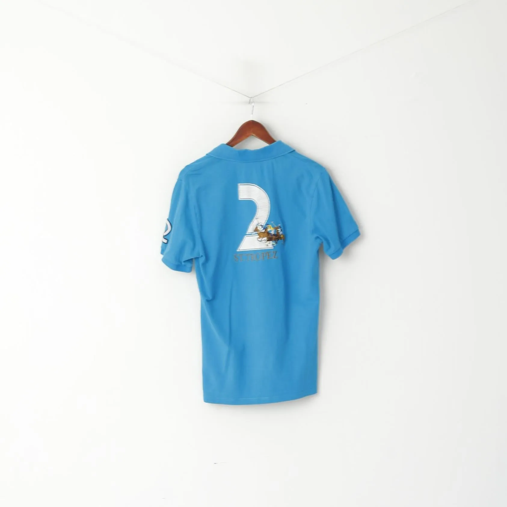 Gx3 Jeans Men L (M) Polo Shirt Turquoise Cotton French Team Best Horse Tour St.Tropez #2 Top