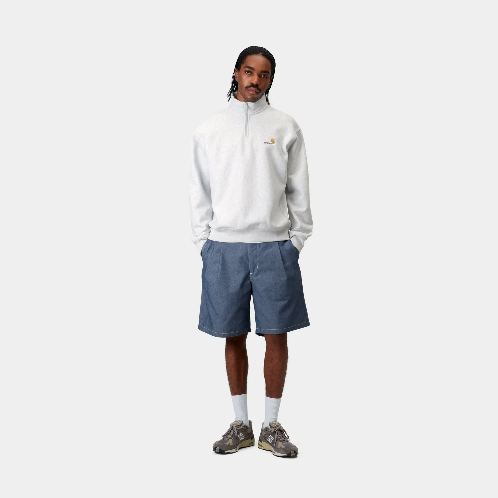 Half Zip American Script Sweatshirt | Ash Heather Carhartt WIP