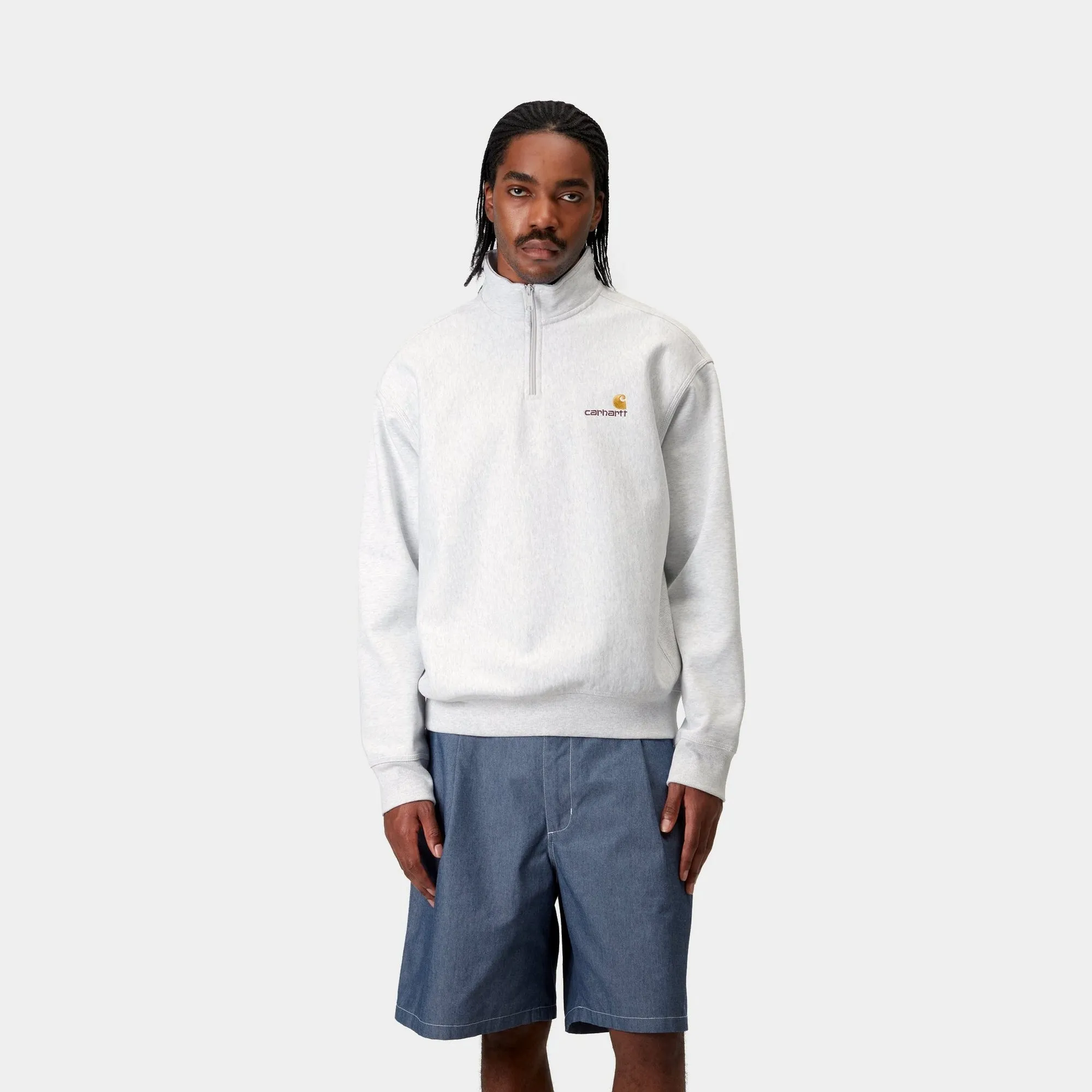 Half Zip American Script Sweatshirt | Ash Heather Carhartt WIP
