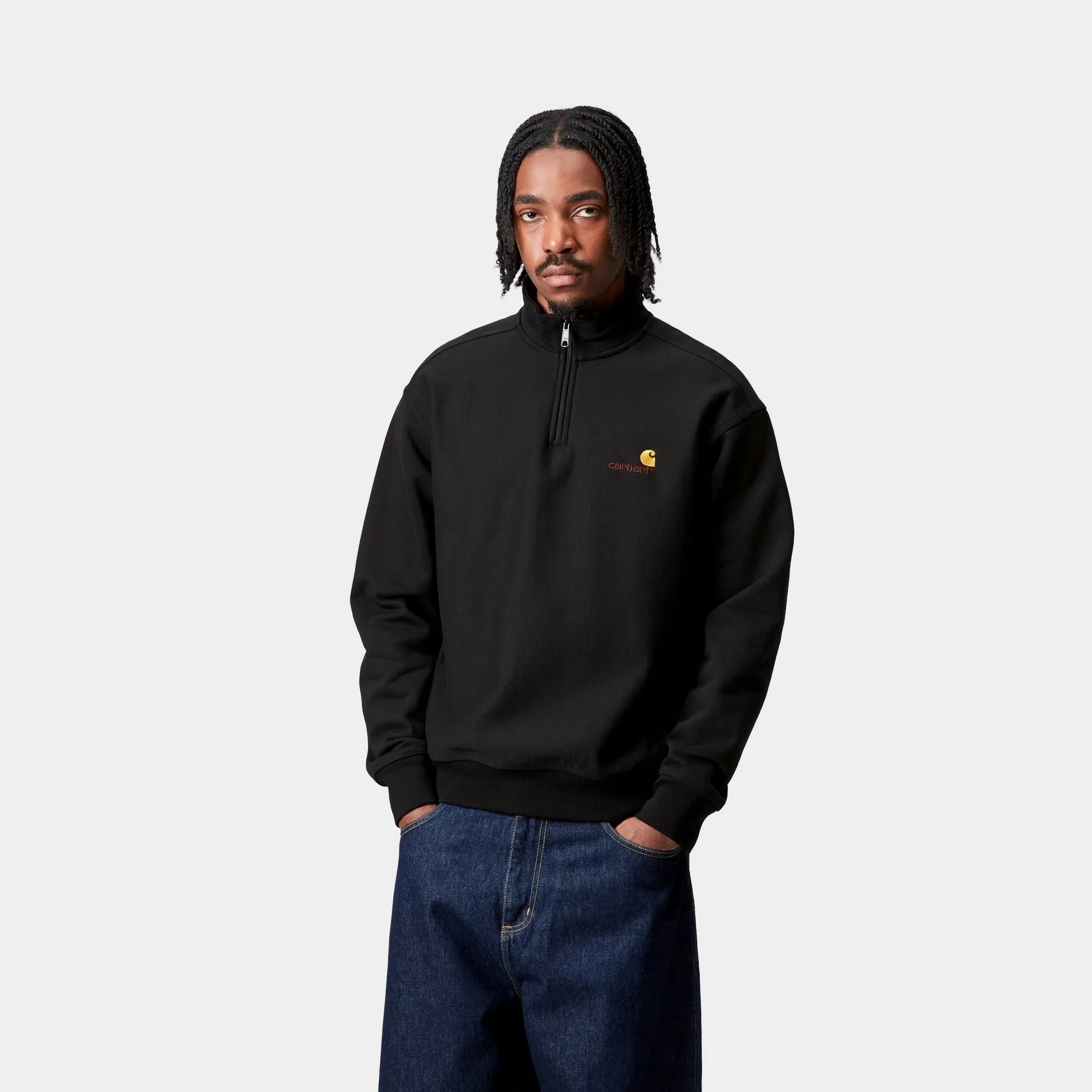 Half Zip American Script Sweatshirt | Black Carhartt WIP
