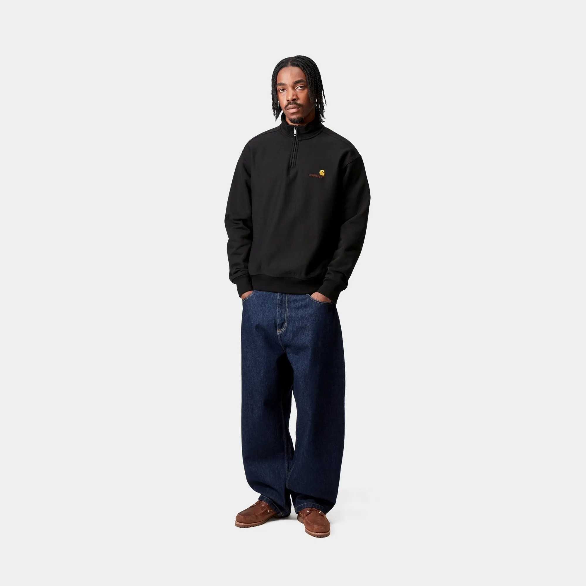 Half Zip American Script Sweatshirt | Black Carhartt WIP