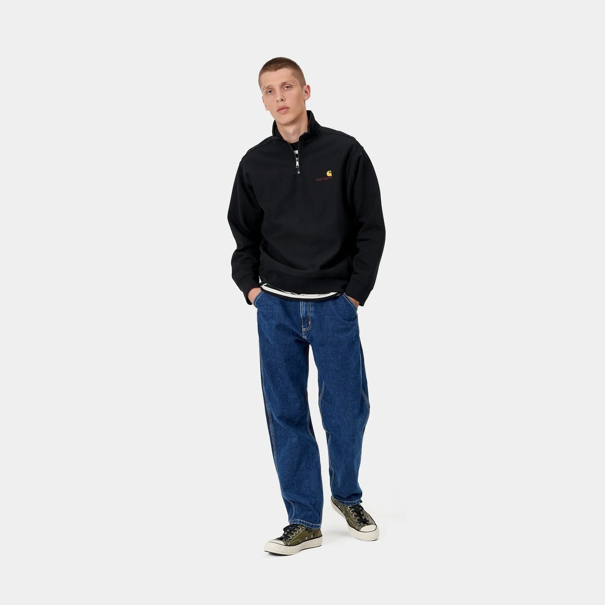 Half Zip American Script Sweatshirt | Black Carhartt WIP