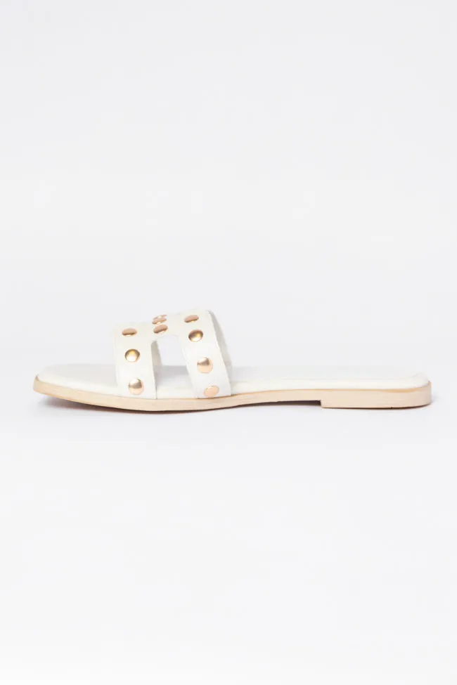 Hallie White Studded H Sandals SALE