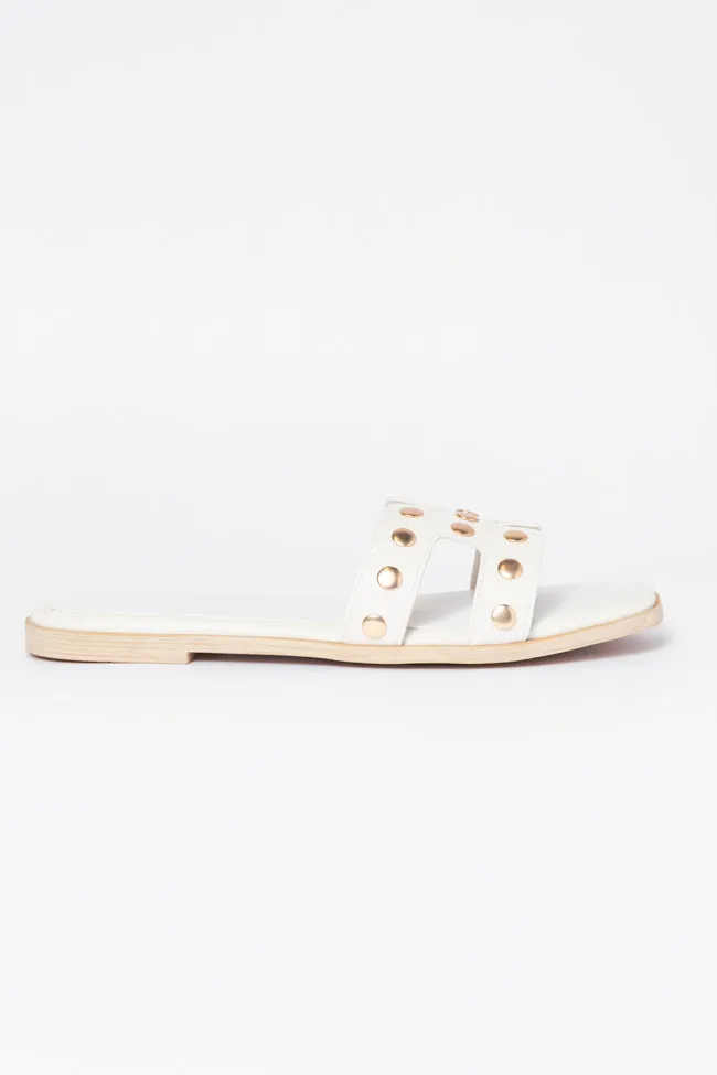 Hallie White Studded H Sandals SALE