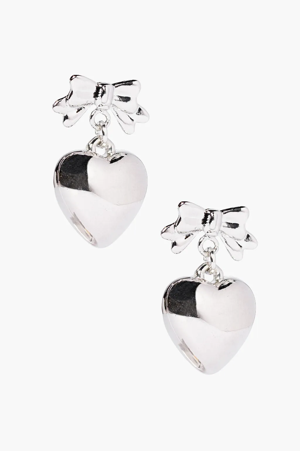 Heart and Bow Silver Earrings SALE