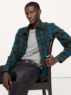 Heavyweight Flannel Wool-Blend Overshirt Banana Republic
