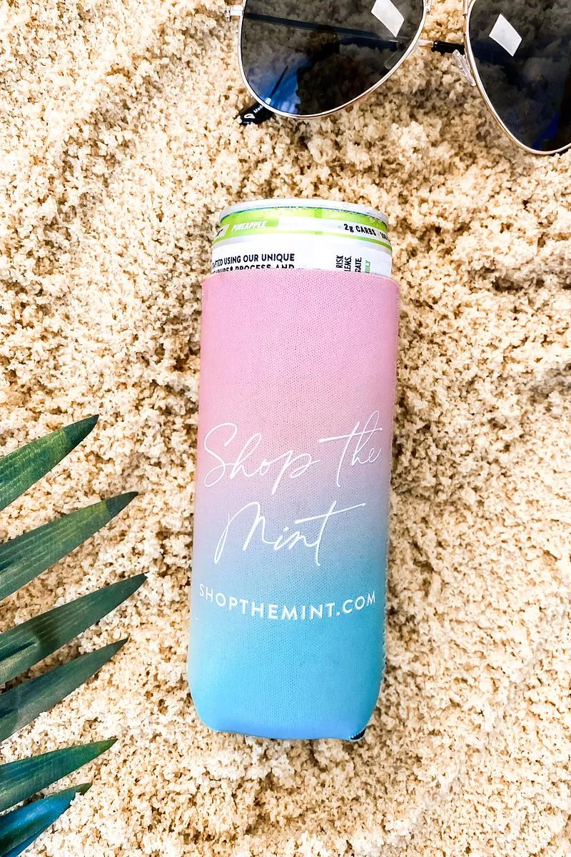 Hello Summer Pink Ombre Seltzer Koozie