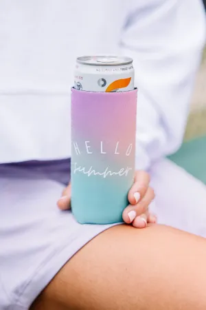 Hello Summer Pink Ombre Seltzer Koozie