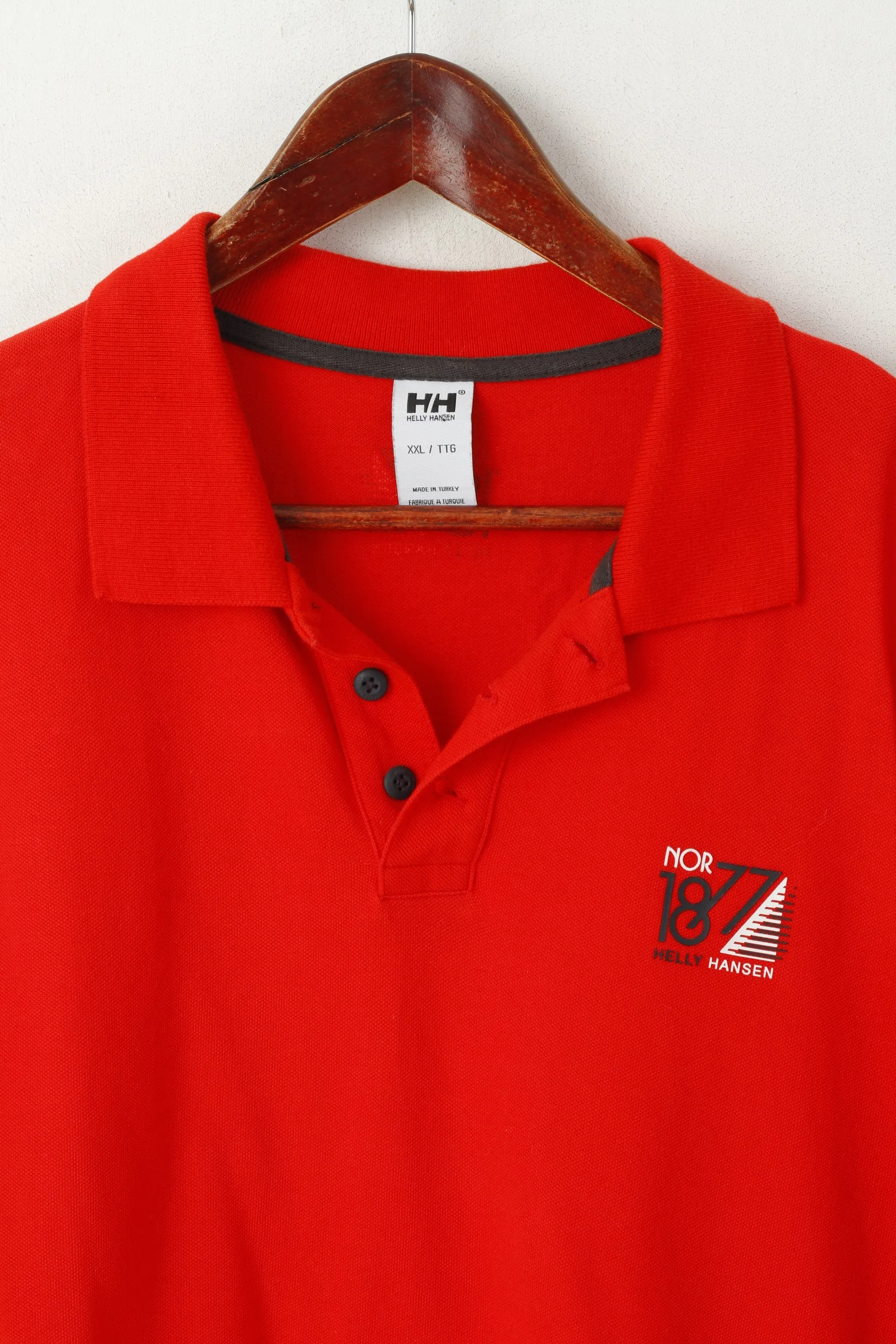 Helly Hansen Men XXL Polo Shirt Red Cotton Nor 1877 Classic Stretch Top