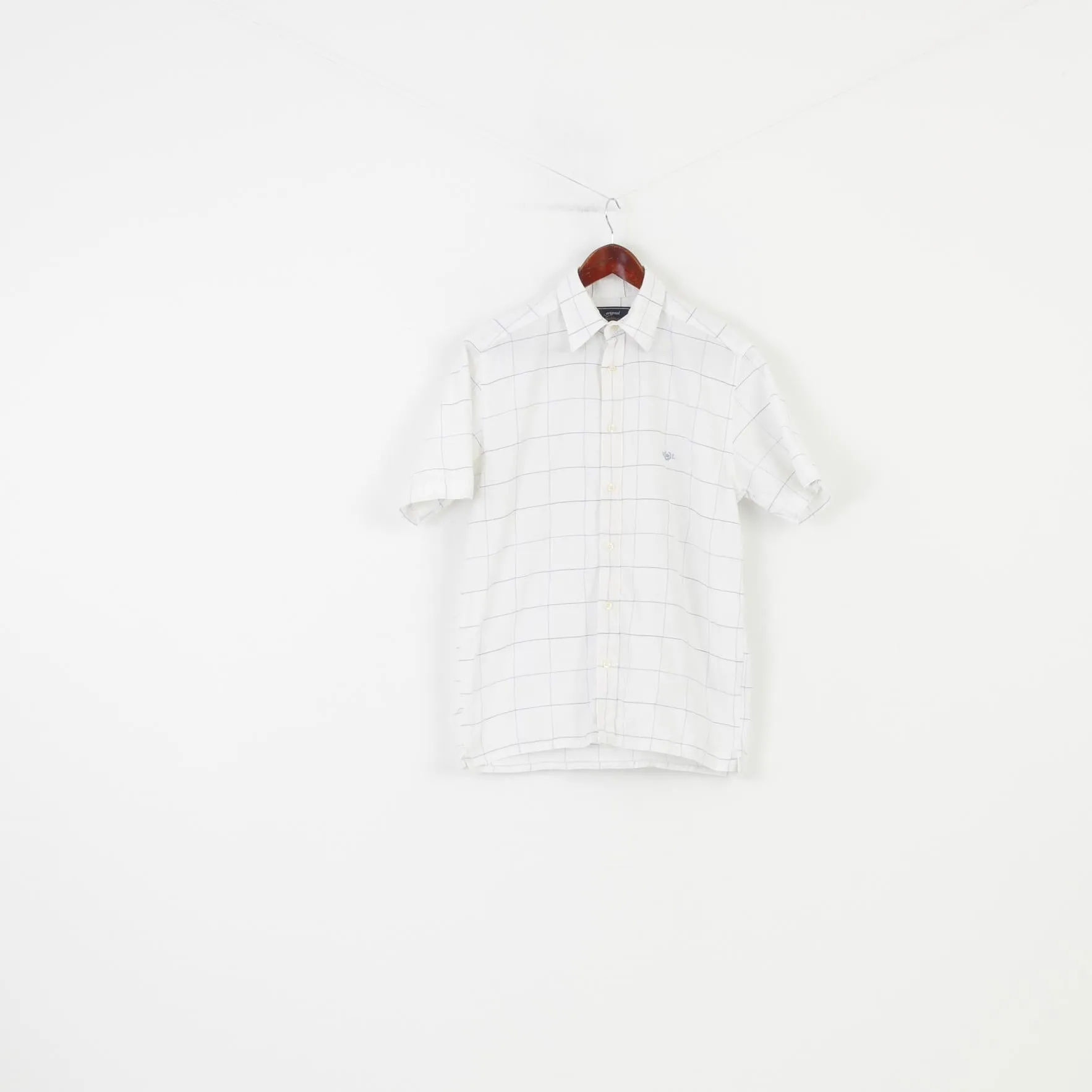 Henri Lloyd Men M Casual Shirt Short Sleeve Checkered White Original Cotton Top