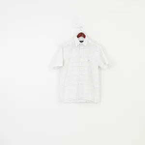Henri Lloyd Men M Casual Shirt Short Sleeve Checkered White Original Cotton Top
