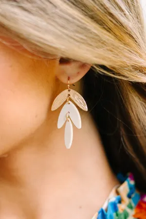 Here To Stay White and Gold Earrings