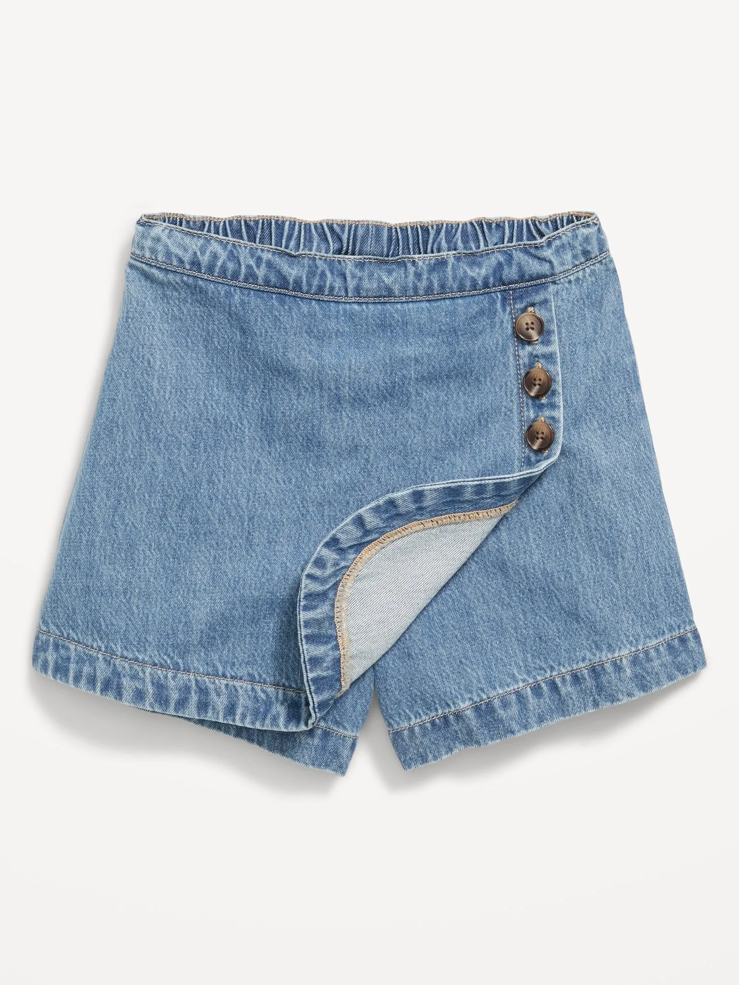 High-Waisted Wrap-Front Jean Skort for Girls