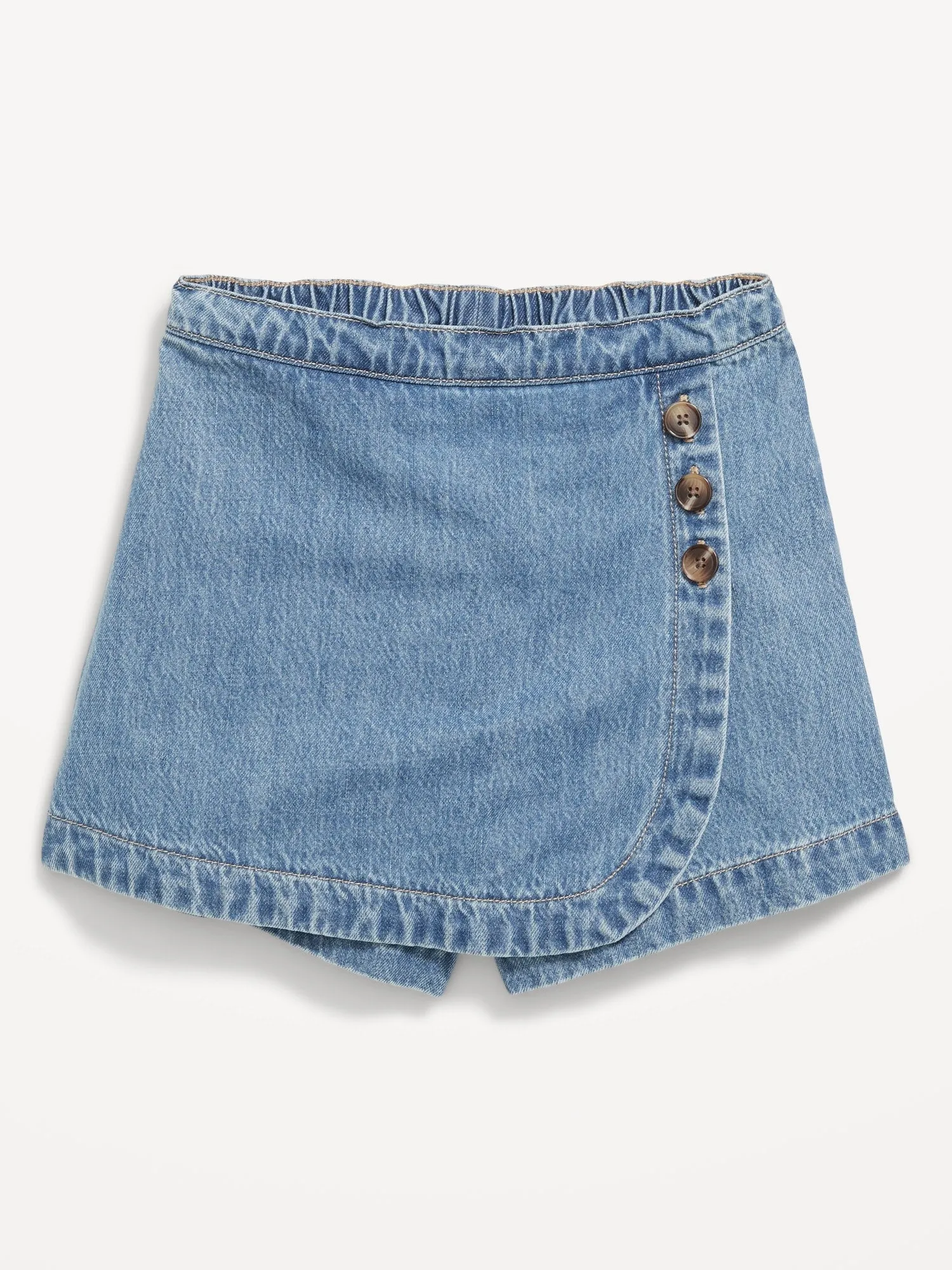 High-Waisted Wrap-Front Jean Skort for Girls