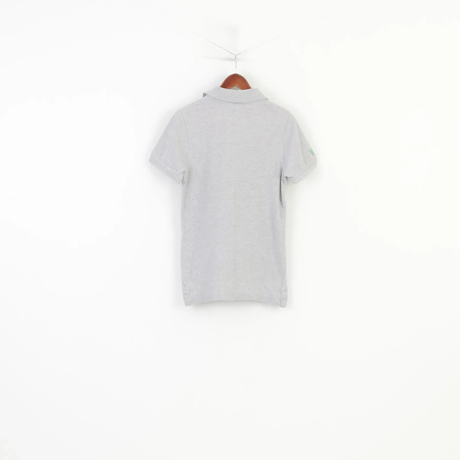 Hilfiger Denim Men M XS Polo Shirt Grey Cotton NYC Slim Fit Vintage Short Sleeve Top
