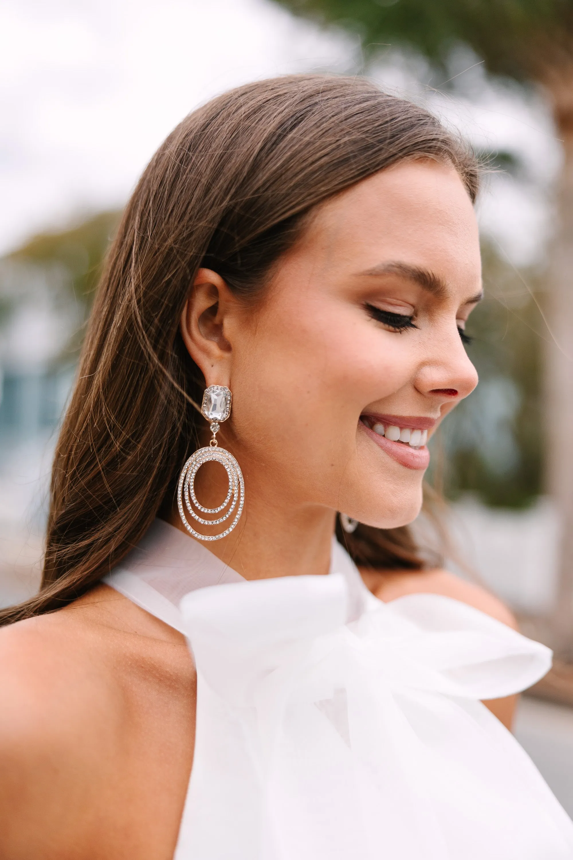 Hold Your Gaze Gold Rhinestone Earrings