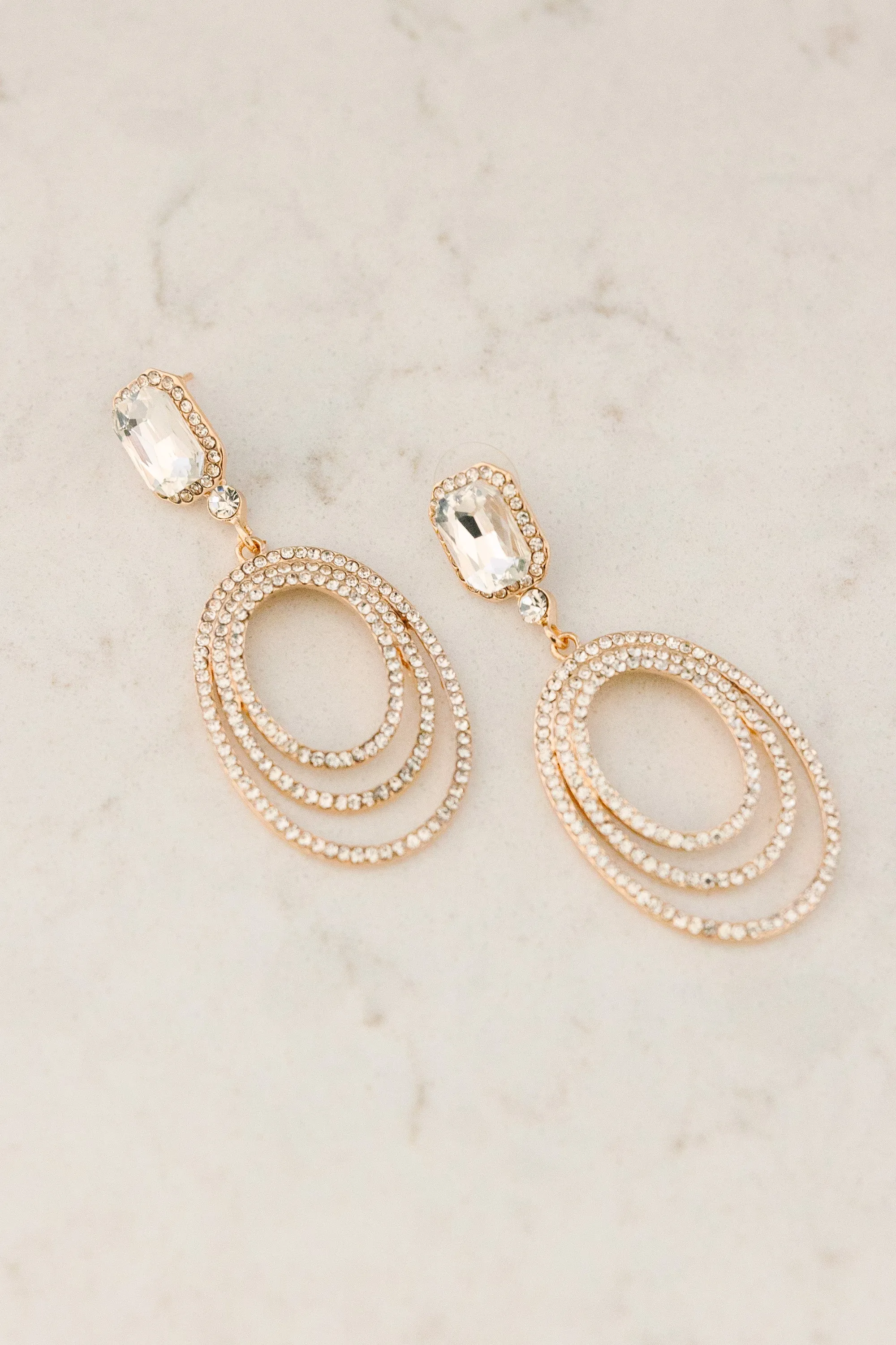 Hold Your Gaze Gold Rhinestone Earrings