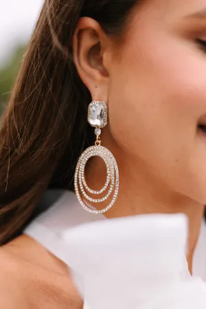Hold Your Gaze Gold Rhinestone Earrings