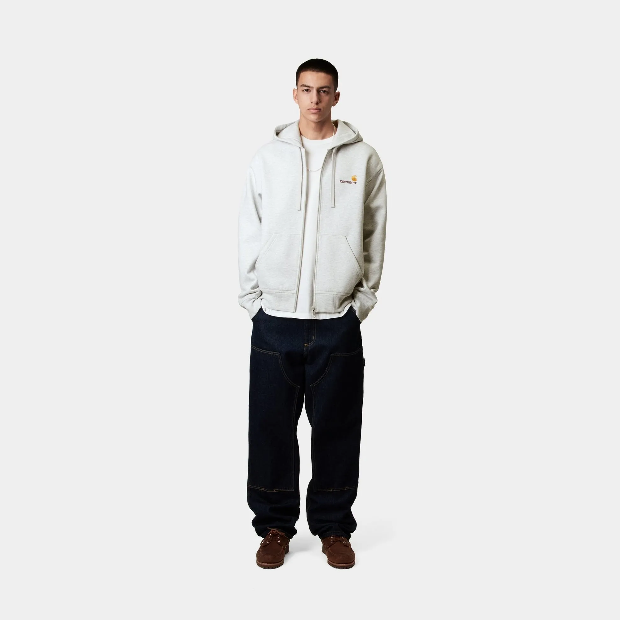 Hooded American Script Jacket | Ash Heather Carhartt WIP